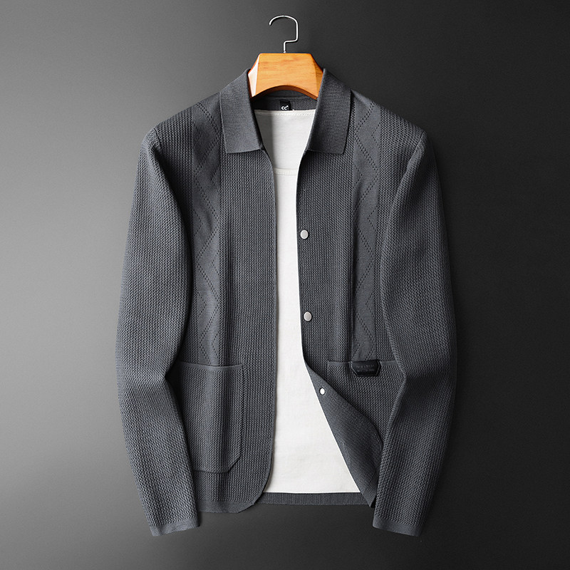 9685莉莉家针织夹克秋冬翻领外套P175有4XL,男装夹克,电商D207
