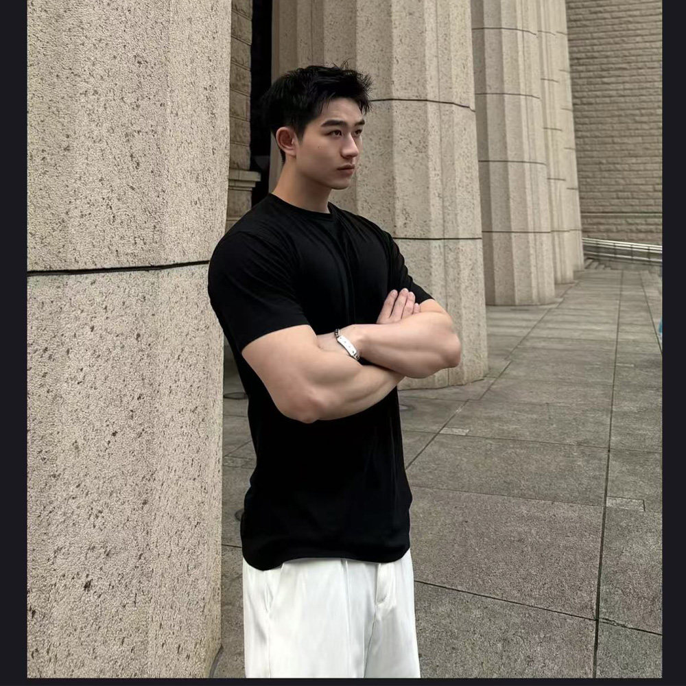 811P25健身弹力透气教练速干短袖T恤正肩体恤衫运动,男装T恤,电商D207