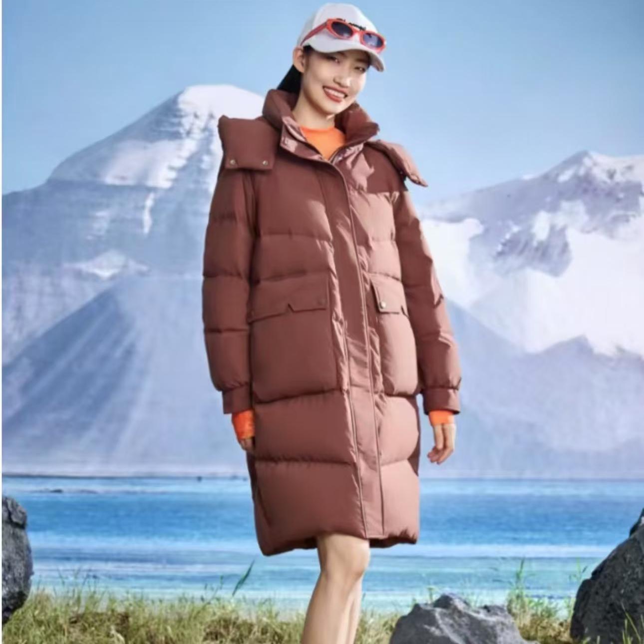 4369羽调冬90白鸭绒新款女士中长款羽绒服可拆卸帽时尚保暖外套