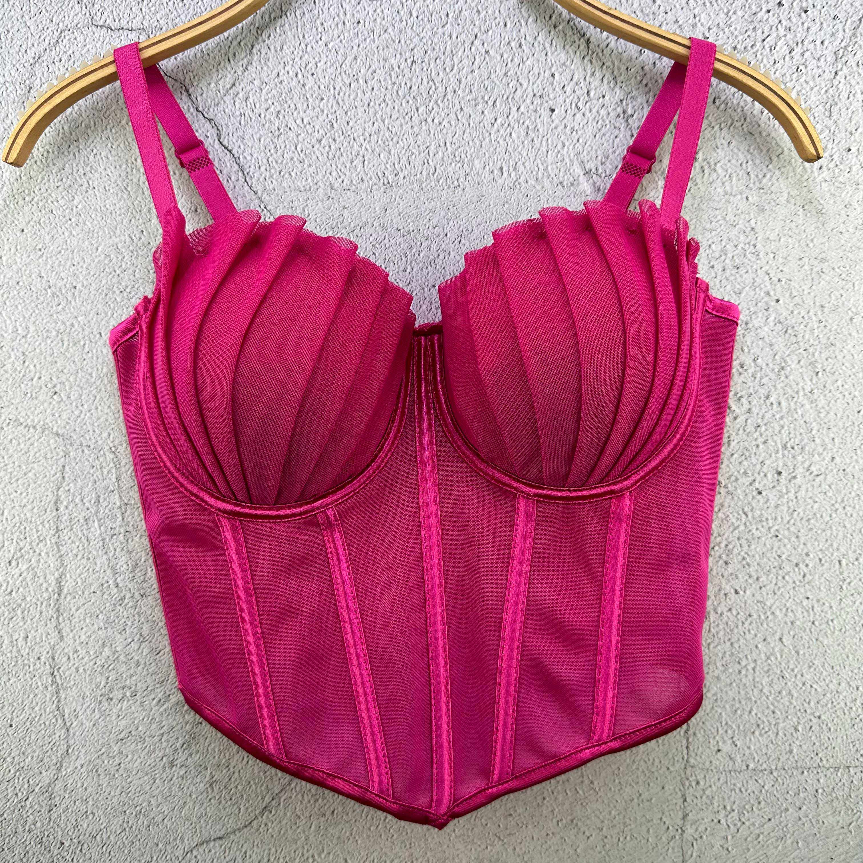 2024夏季新款网纱压折性感鱼骨吊带背心女装打底内搭外穿短款上衣,女装/女士精品,背心吊带,淘宝优惠券,粉丝福利购,淘宝优惠卷