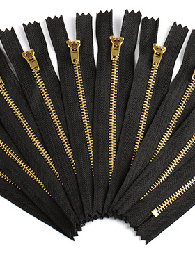 10条牛仔裤拉链 真铜4号黑色门襟铁拉链13 15 18cm休闲裤子拉锁