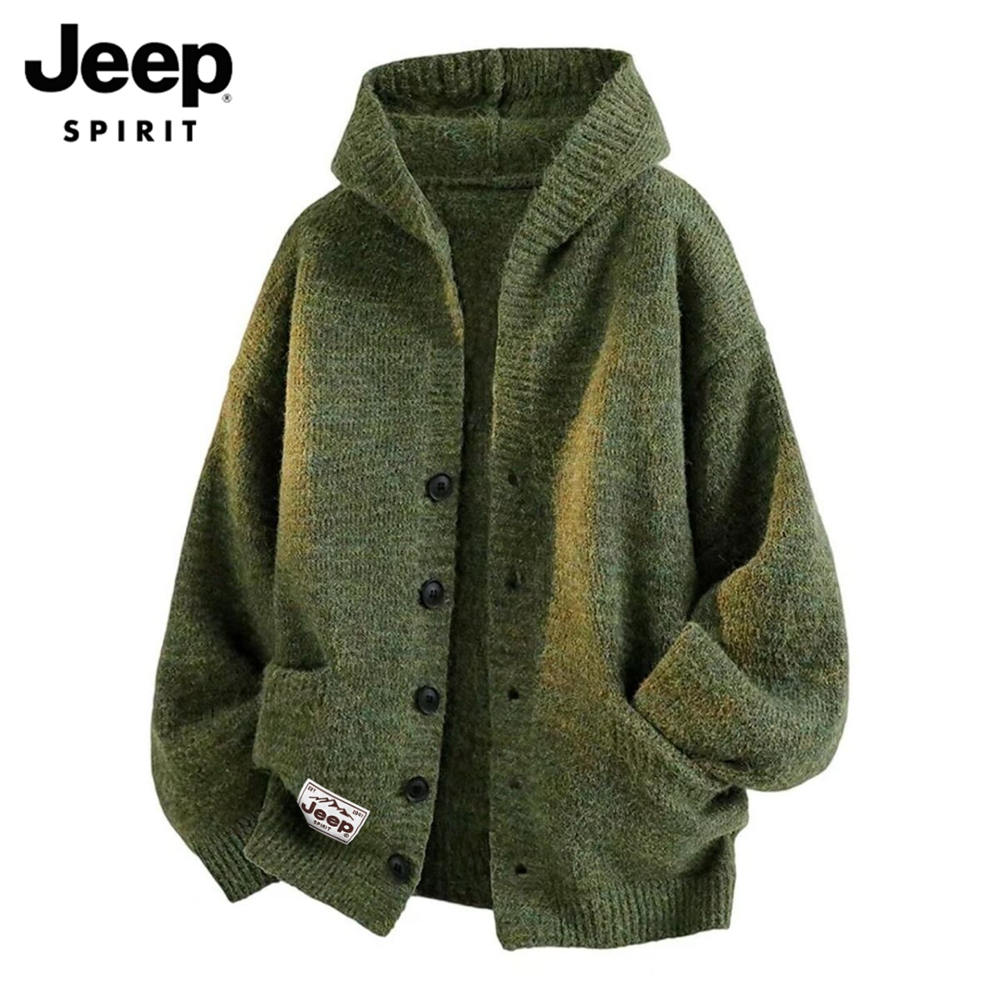 JEEP SPIRIT连帽针织开衫男士2026冬季加厚软糯慵懒风毛衣外套男