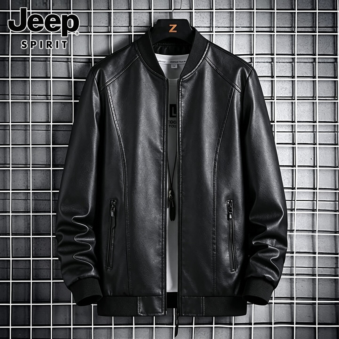 JEEP SPIRIT皮衣男士2026年春秋季机车痞帅棒球服皮夹克外套春款