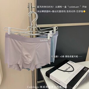 Cailekuen-裸感降温男士内裤夏季舒适冰丝透气无痕纯色中腰平角裤