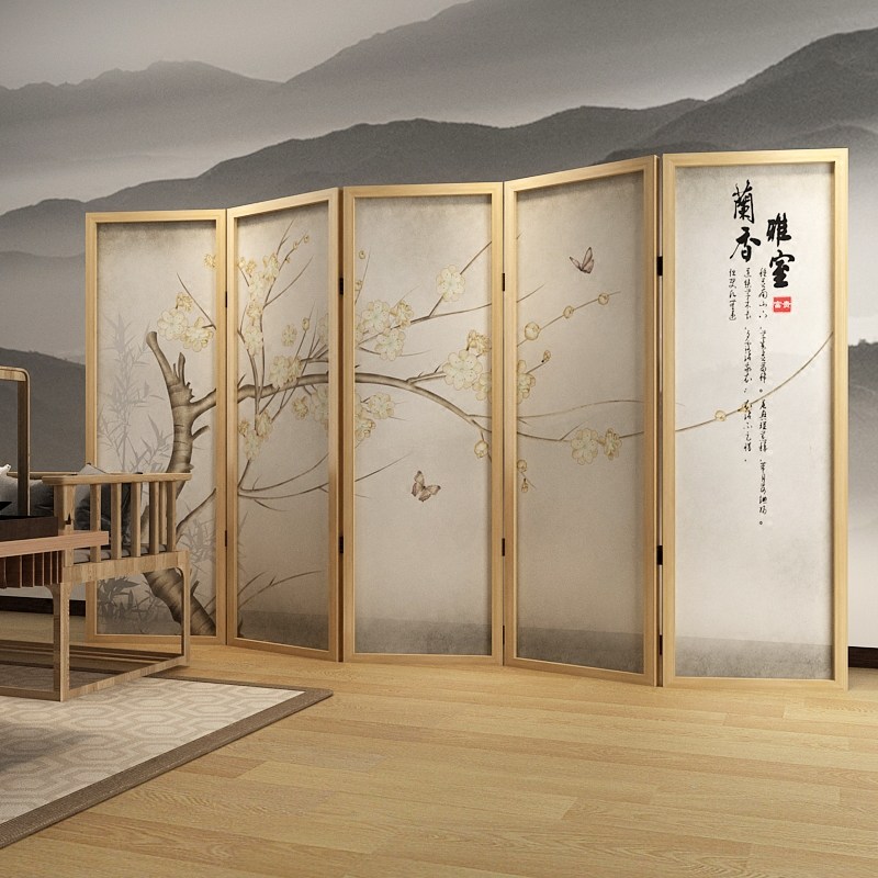 中式屏风折叠移动玄关隔断装饰客厅卧室办公实木折屏【雅室兰香】