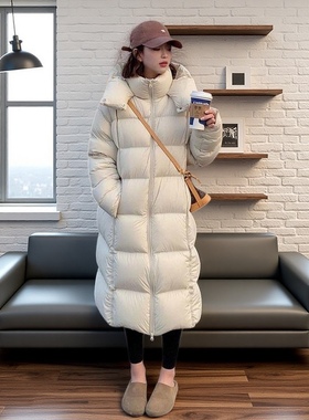 长款黑色高级感鹅绒羽绒服女2025冬季加厚云朵泡芙巨好看外套小个