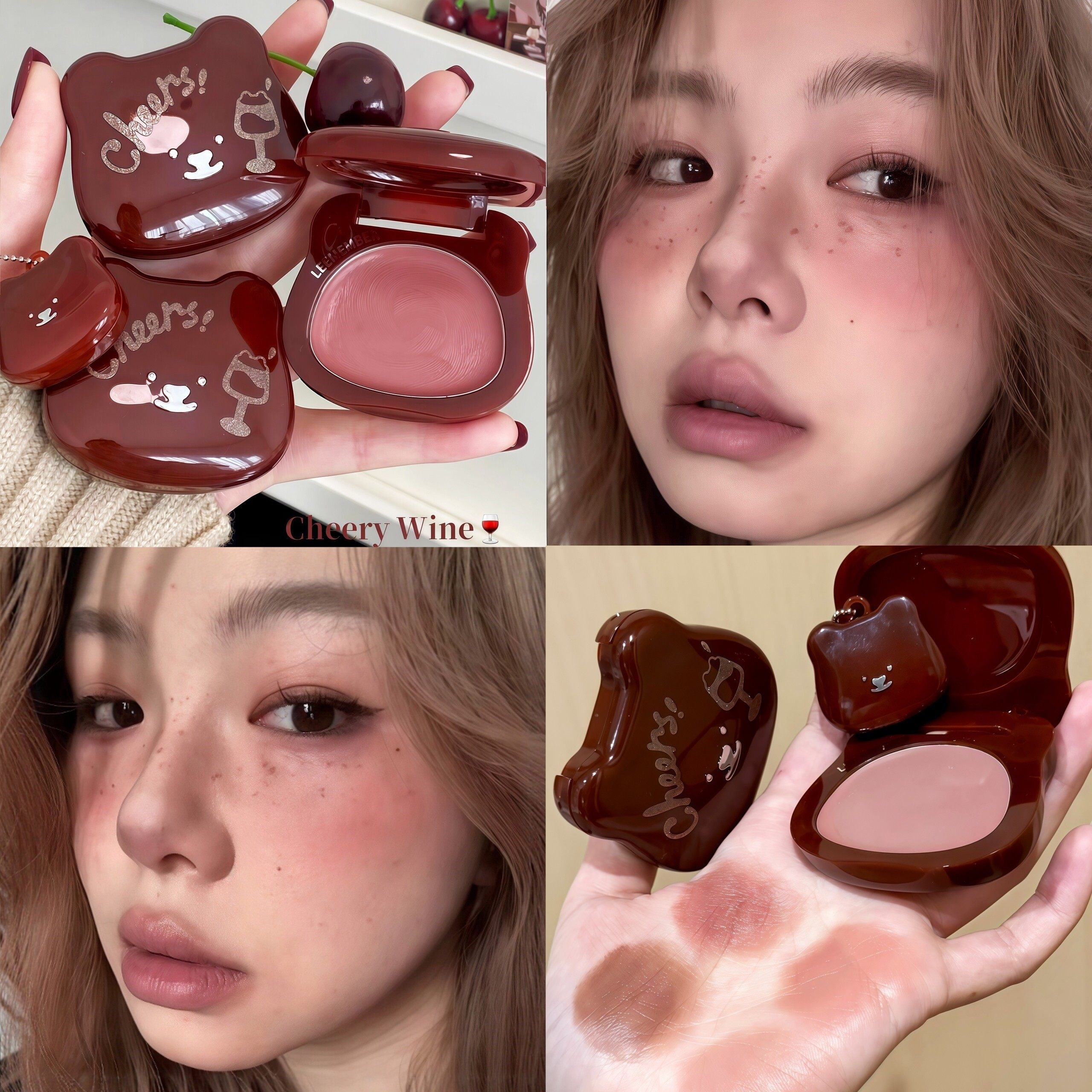 唇颊多用霜！荔萌红酒水光腮红膏膨胀色日常杏色收缩裸色2025新款