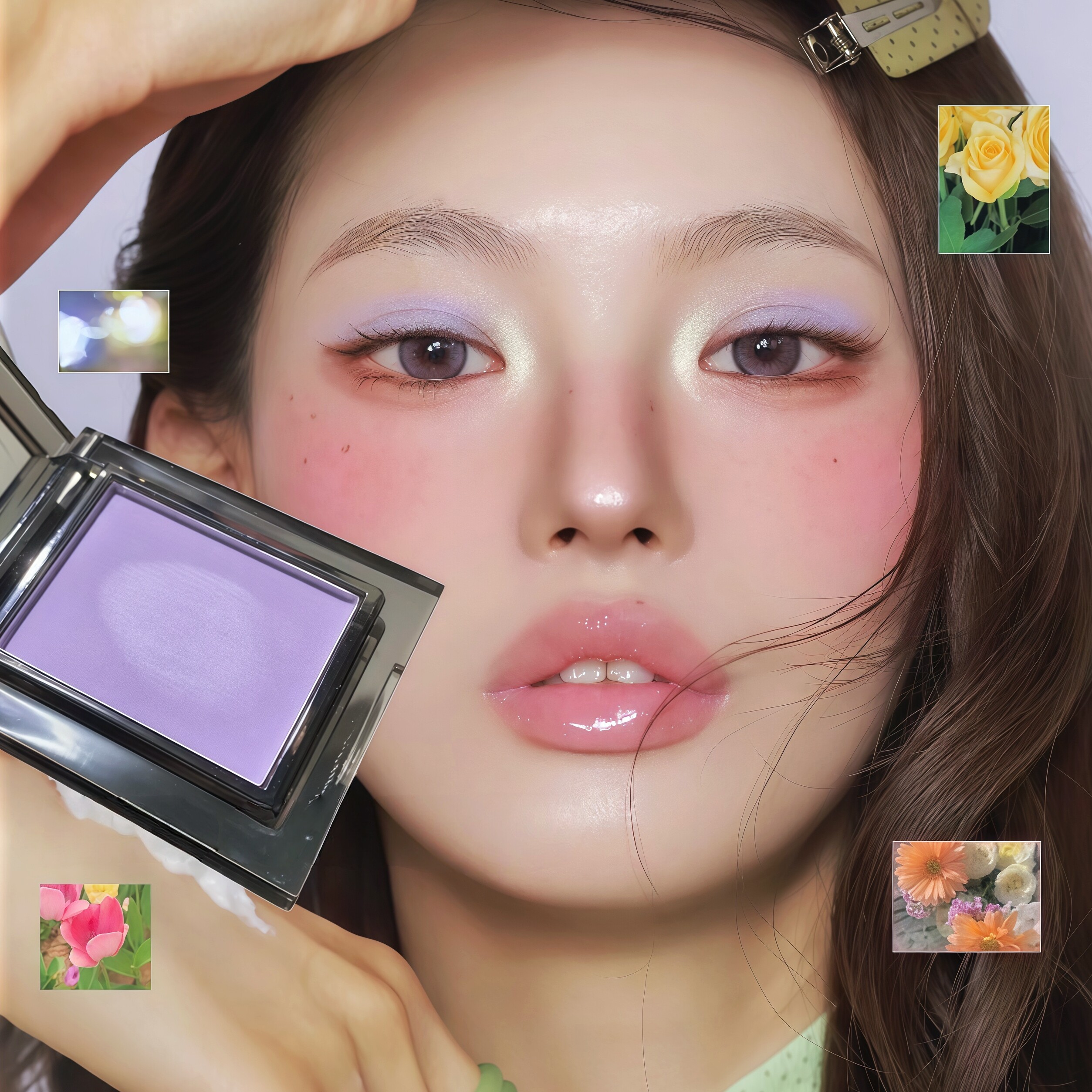 紫色鸢尾花！彩色单色眼影哑光单颗蓝色高光爆闪粉色打底白色绿色图片