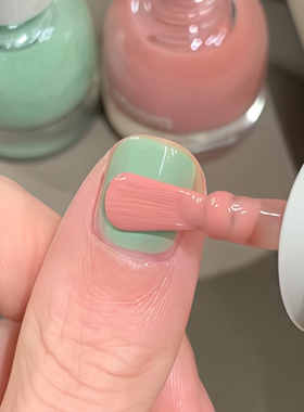 粉绿警报~ 薄荷绿蜜桃撞色温柔风twomoons指甲油2026新款免烤速干