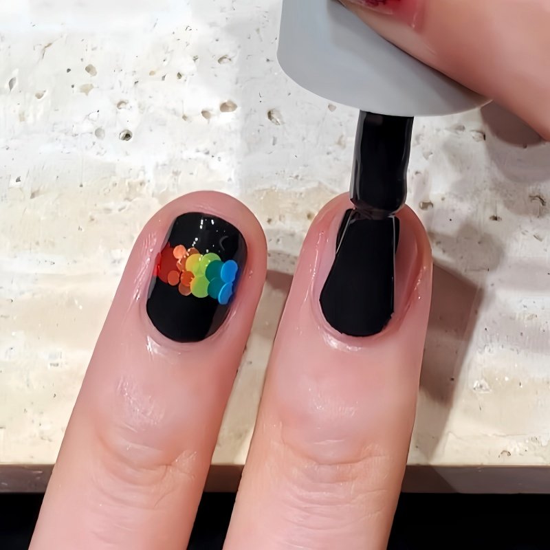 鬼马少女彩虹美甲！twomoons美甲指甲油黑色2025新款免烤快干持久,彩妆/香水/美妆工具,指甲油,淘宝优惠券,粉丝福利购,淘宝优惠卷