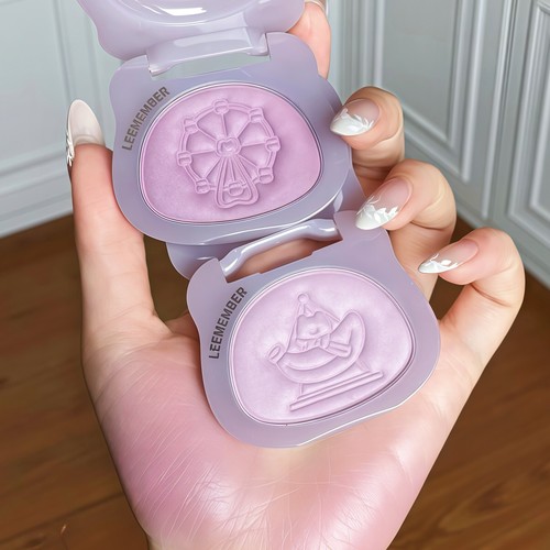 橄榄皮腮紫！荔萌缎光腮红粉多用高光膏水光膨胀提亮紫色日常淡妆