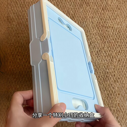 蓝色折叠收纳盒收纳筐大容量带盖桌面化妆品文具杂物小药箱整理盒