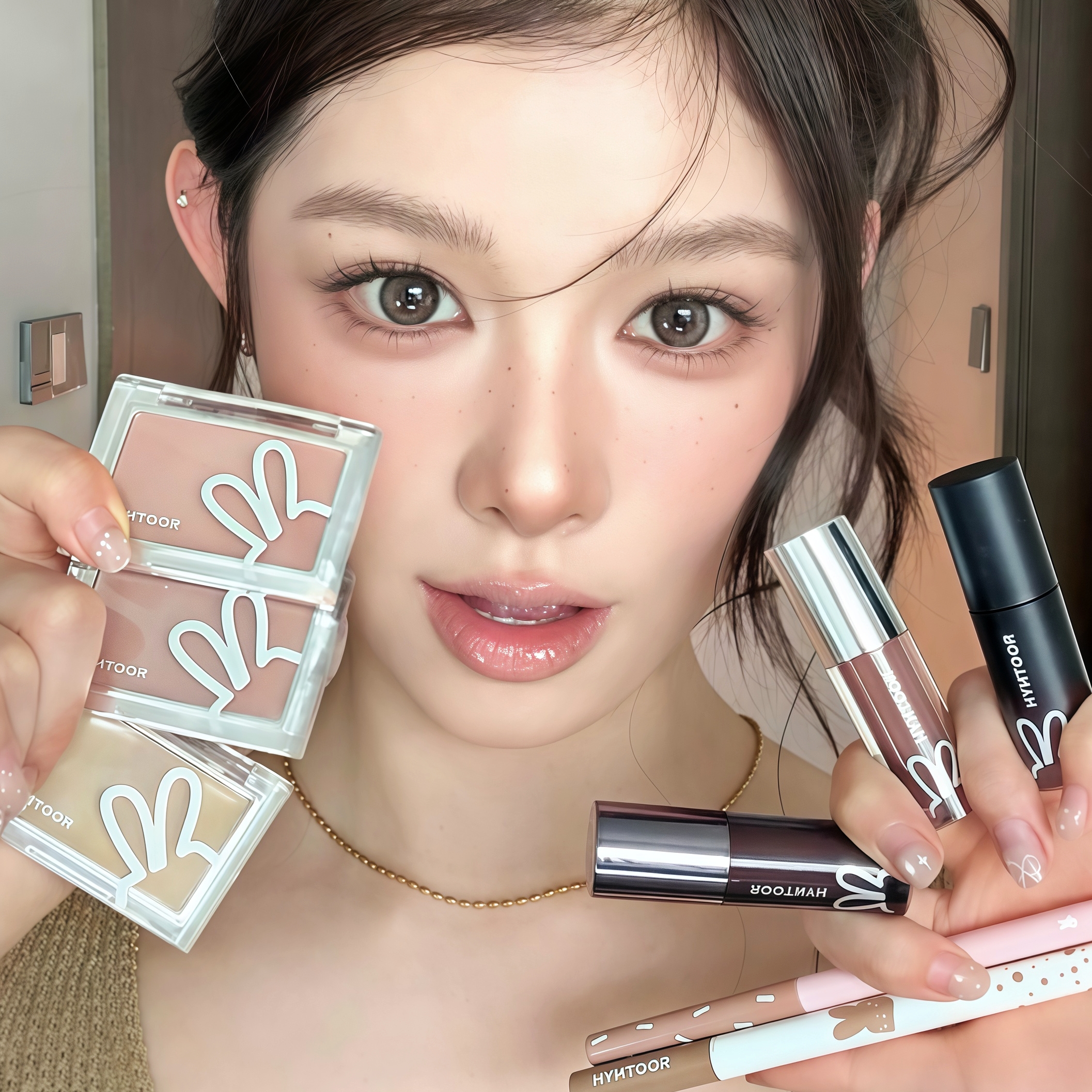 秋鱼同款！黑兔腮红膏遮瑕膏肤感绿唇釉003唇线笔唇蜜点痣笔口红