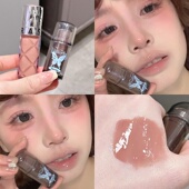 花洛莉亚唇蜜双生小蝴蝶结镜面水光唇釉裸色系女口红素颜淡妆学生