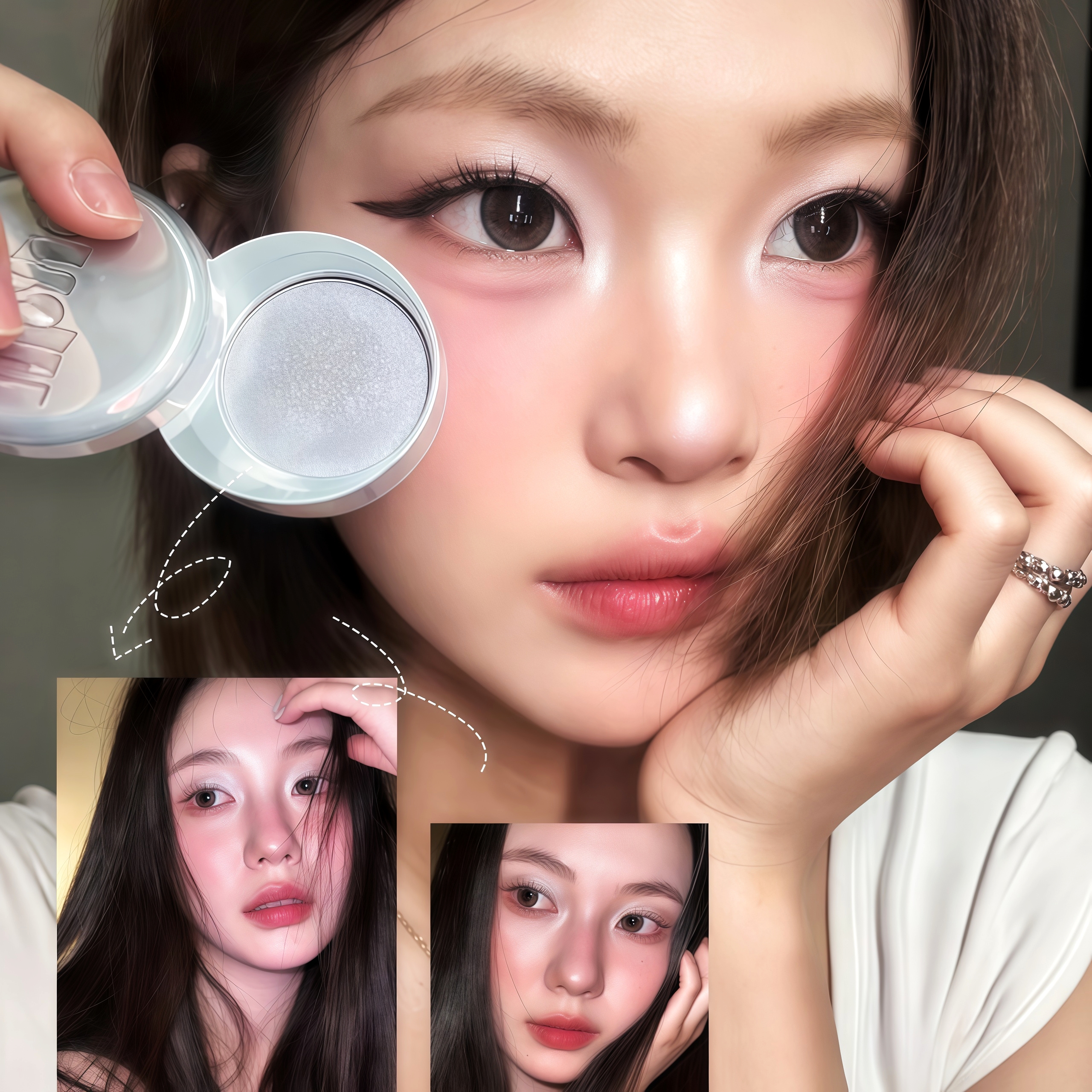 韩女同款!Uhue单色眼影多用膏珠光亮片银色白色高光提亮紫色蓝色