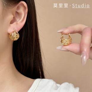 百搭耳坠ins风个性 饰品 复古高级感925银针耳钉少女时尚 莫里里法式