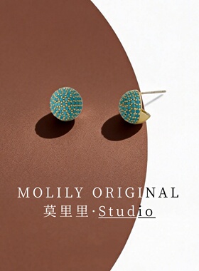 春夏新品时尚高级感蓝色锆石925银针耳钉日韩ins风小巧圆球耳坠