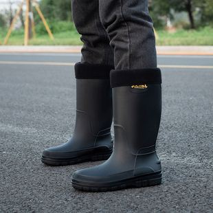 男雨鞋 防水鞋 男雨靴轻便洗车百搭水靴纯色耐磨 男靴加绒春夏季 四季