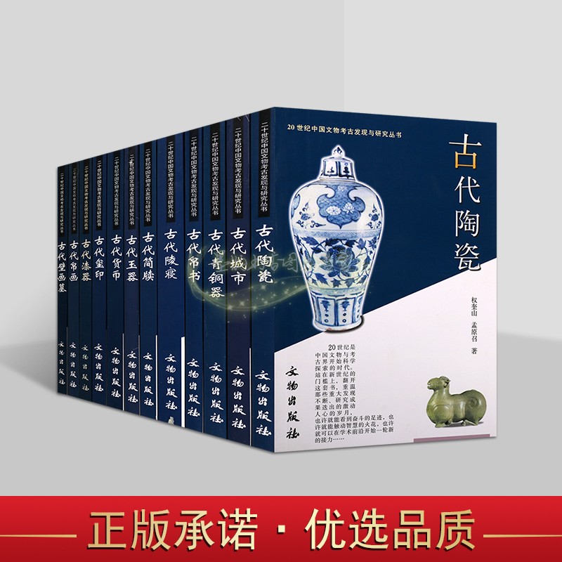 20世纪中国文物考古发现与研究丛书一辑(全套12册)古代陶瓷简牍玺印帛书青铜器古币陵墓壁画字画发掘记录文献资料文物出版社书