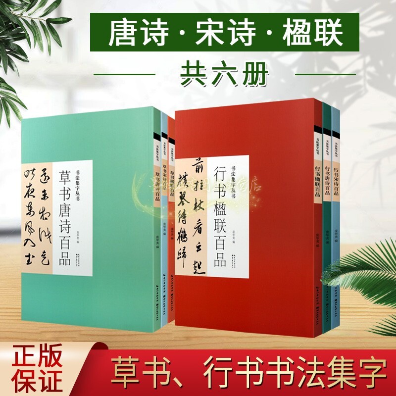 行书草书书法集字帖全套6册 行草书集字古诗唐诗宋词行草书楹联对联临摹练习经典书法字帖作品行草书基础初级入门手册湖北美术社