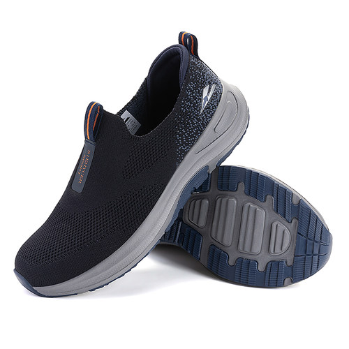 外贸工厂清仓捡漏男鞋透气套脚一脚蹬懒人休闲鞋大码网面健步鞋男