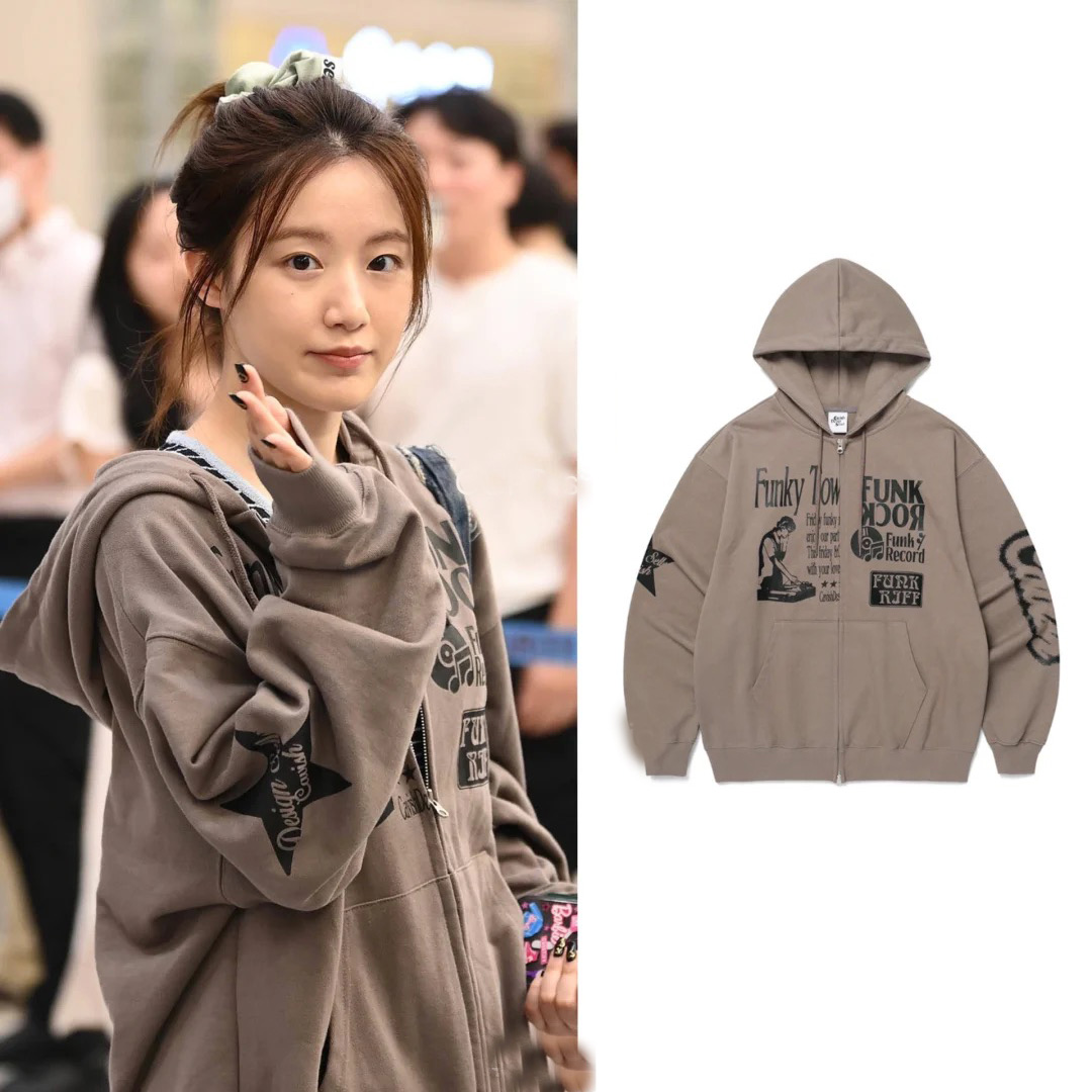 叶舒华同款外套高街风涂鸦印花拉链连帽卫衣女宽松韩版男友风毛圈