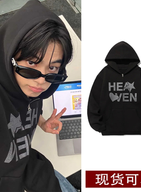 sakuya金道勋同款黑色外套拉链连卫衣宽松大码oversize春秋冬2025