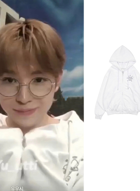 yushi得能勇志同款外套星星休闲连帽卫衣男女白色宽松拉链开衫韩