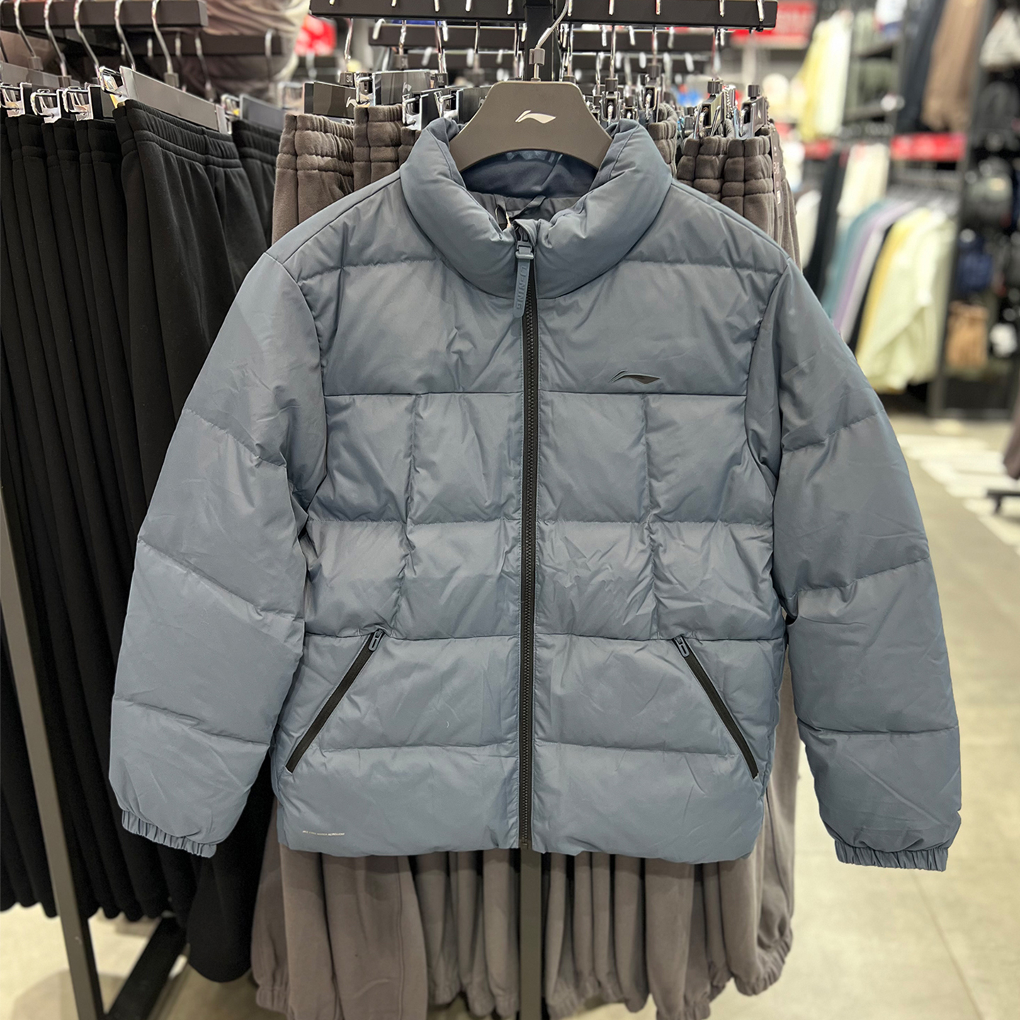 李宁男子羽绒服冬季新款鸭绒加厚保暖防风无帽夹克外套 AYMU097