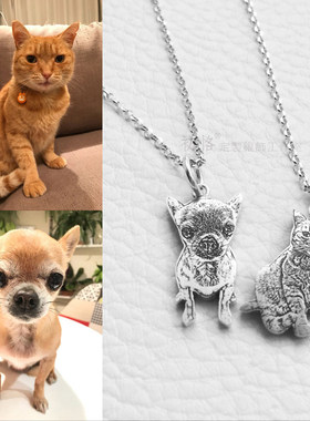 宠物照片定制项链小狗猫兔仓鼠吊坠戒指手链镯纪念品原创纯银首饰