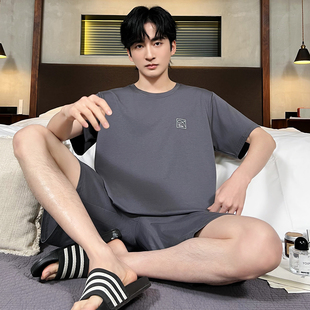 男士睡衣夏季2026年新款短袖短裤纯棉可外穿套头家居服学生青少年