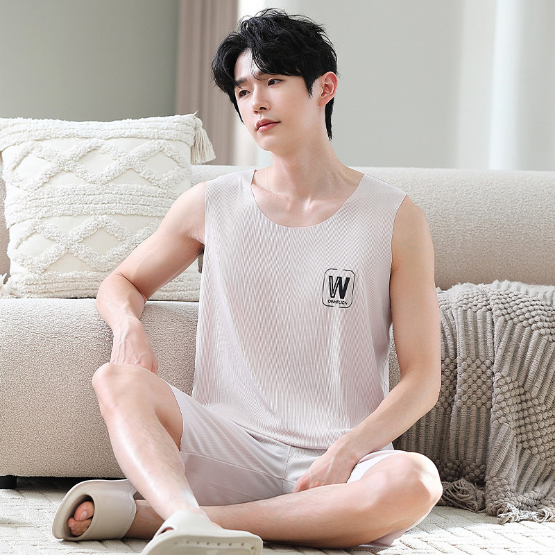 冰丝睡衣男款夏季薄款凉感短袖短裤套装男士大码宽松可外穿家居服