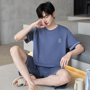 2026夏季新款睡衣男纯棉薄款短袖短裤套装全棉青年男款休闲家居服