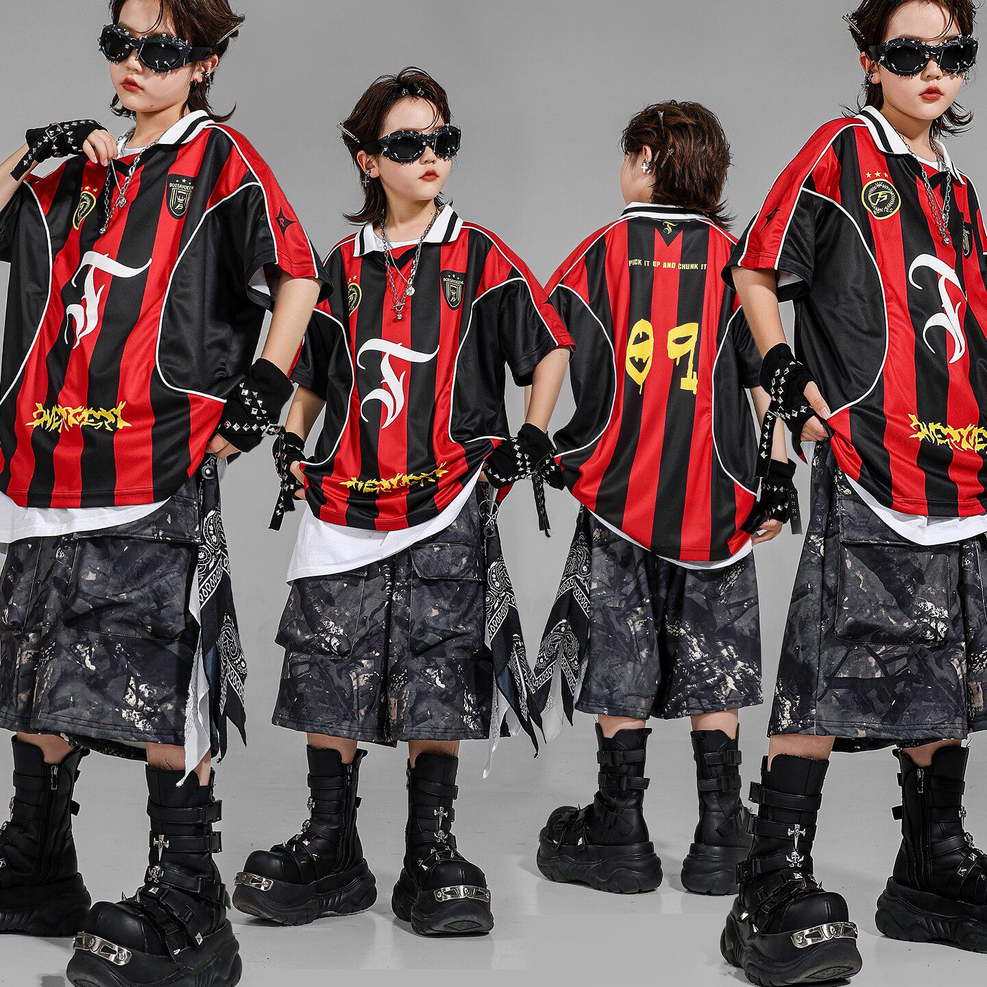 街舞儿童潮服嘻哈风球服速干帅气套装女孩少儿hiphop表演出服男童