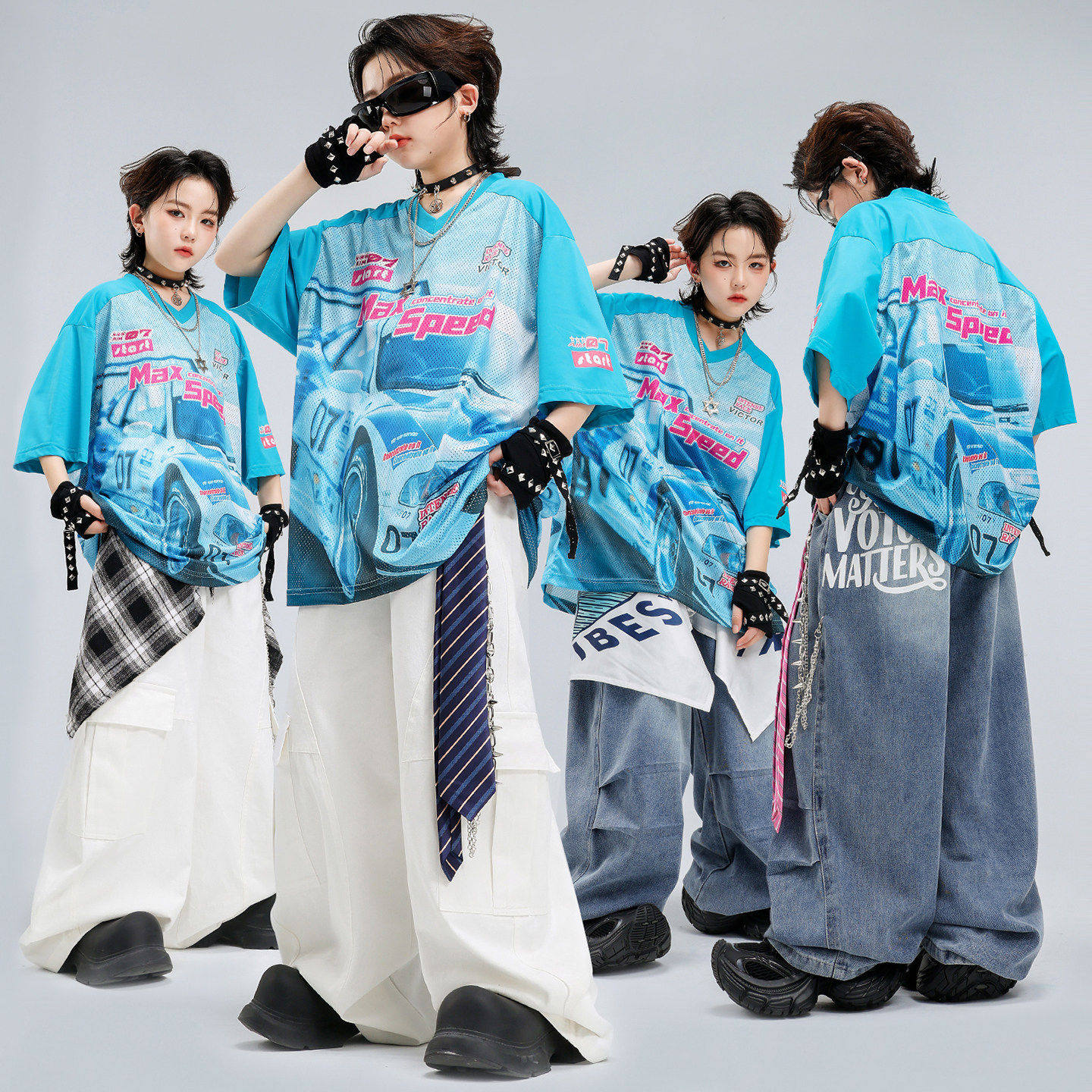 街舞儿童潮服嘻哈表演服装小学生爵士舞套装舞蹈hiphop潮流演出服