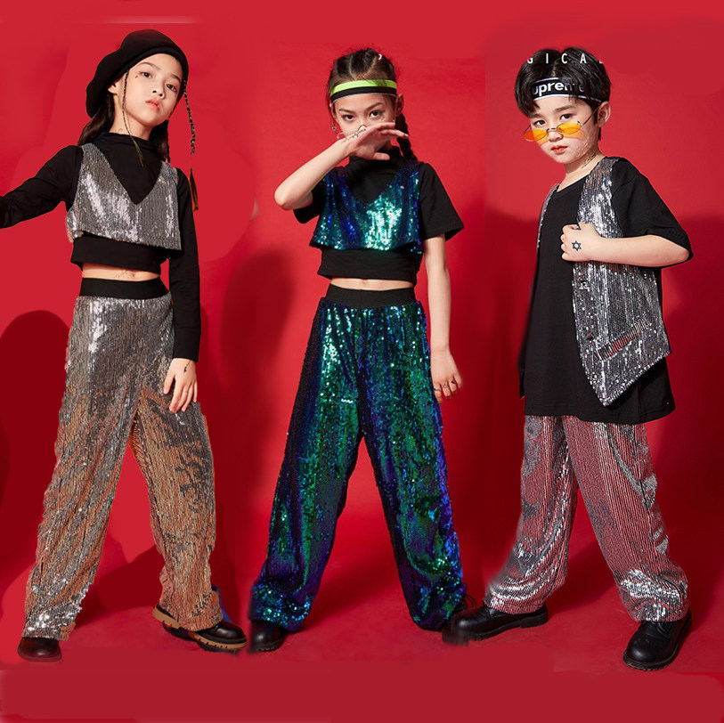 女童爵士舞套装潮网红同款亮片短款上衣韩版洋气露脐装走秀演出服,童装/婴儿装/亲子装,儿童演出服,淘宝优惠券,粉丝福利购,淘宝优惠卷