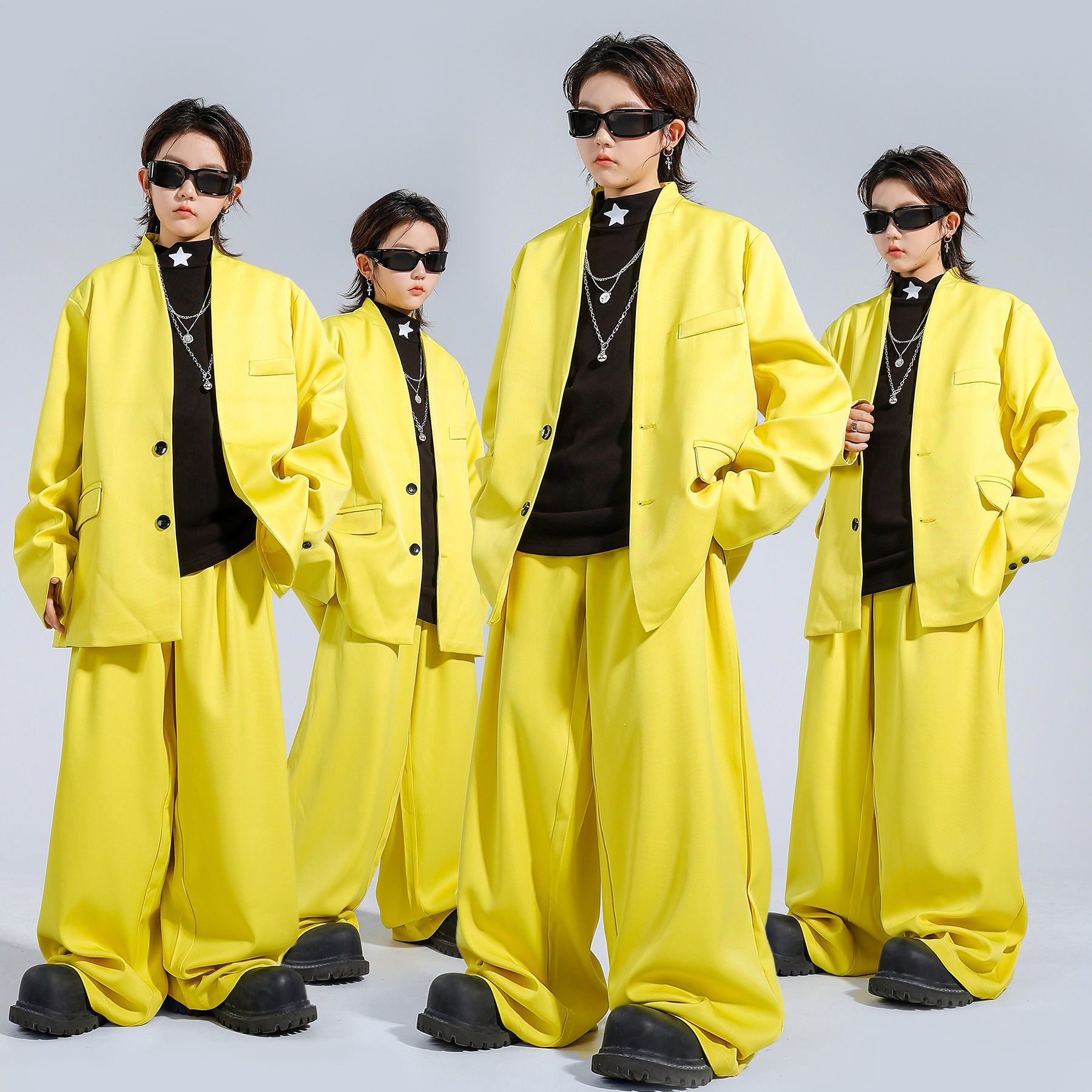 街舞儿童潮服帅气男童女童韩版西服套装少儿团体舞台演出服hiphop