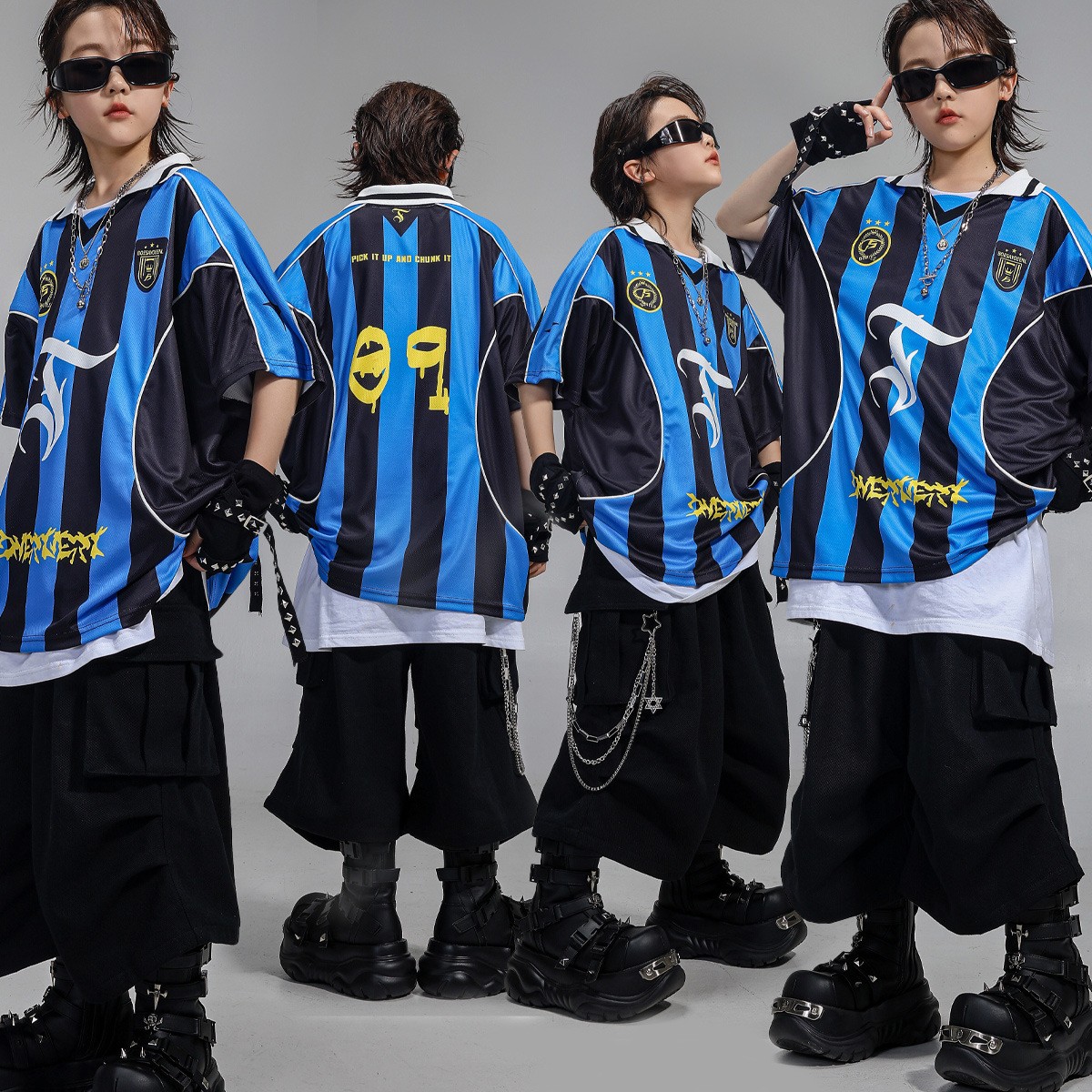 街舞儿童潮服嘻哈短袖裤子套装男童少儿hiphop六一街舞演出服女孩
