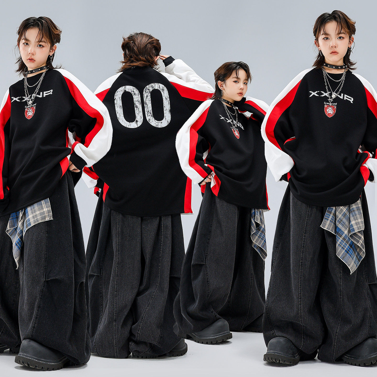 男女童嘻哈风街舞风衣演出服