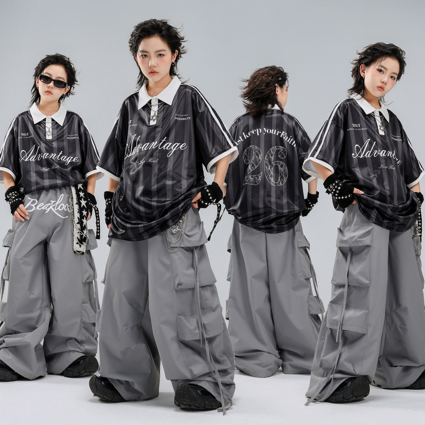 街舞儿童潮服男童嘻哈演出hiphop爵士舞酷帅套装少儿炸街表演服装