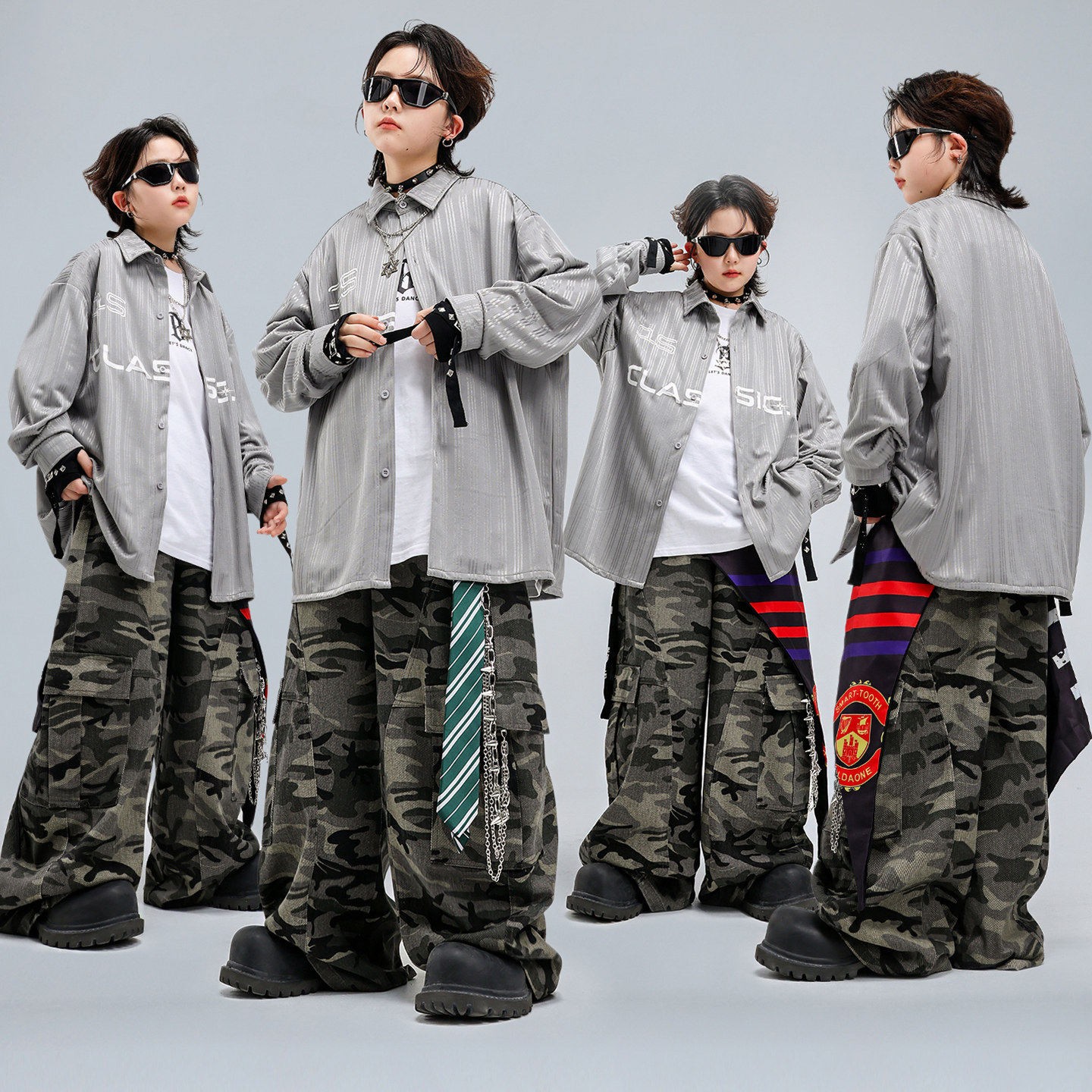 街舞儿童潮服男女童套装舞蹈演出服爵士舞嘻哈hiphop潮流表演服装