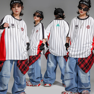 街舞服装男童嘻哈风炸街T恤套装女孩少儿hiphop演出街舞儿童潮服