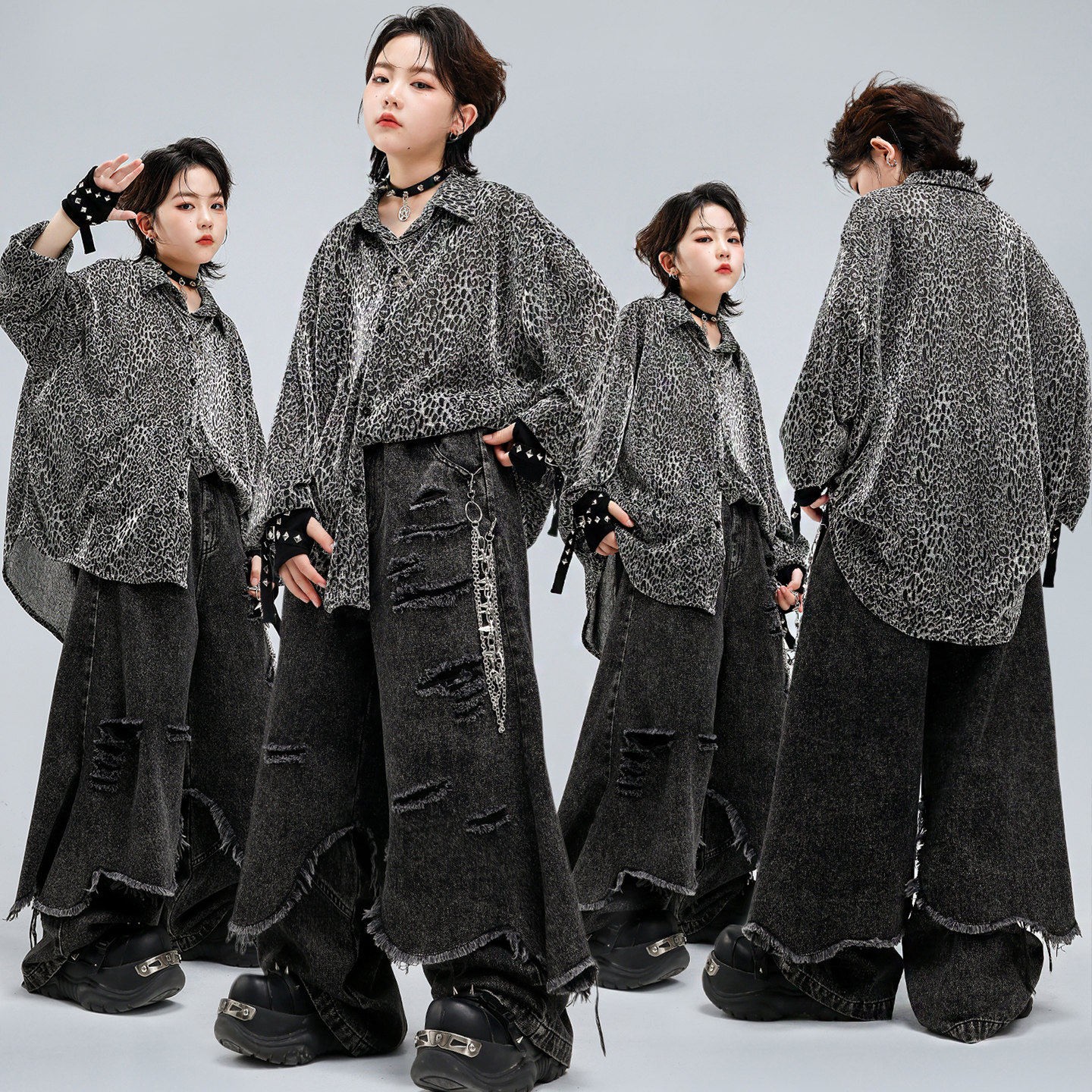 街舞儿童潮服新款男童套装舞蹈演出服爵士舞嘻哈潮流走秀表演服装
