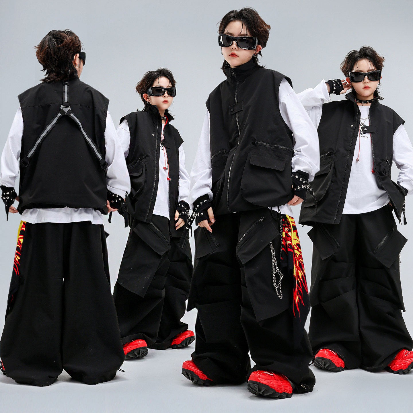 街舞儿童潮服男女童潮流酷帅舞蹈演出服爵士舞嘻哈hiphop表演服装