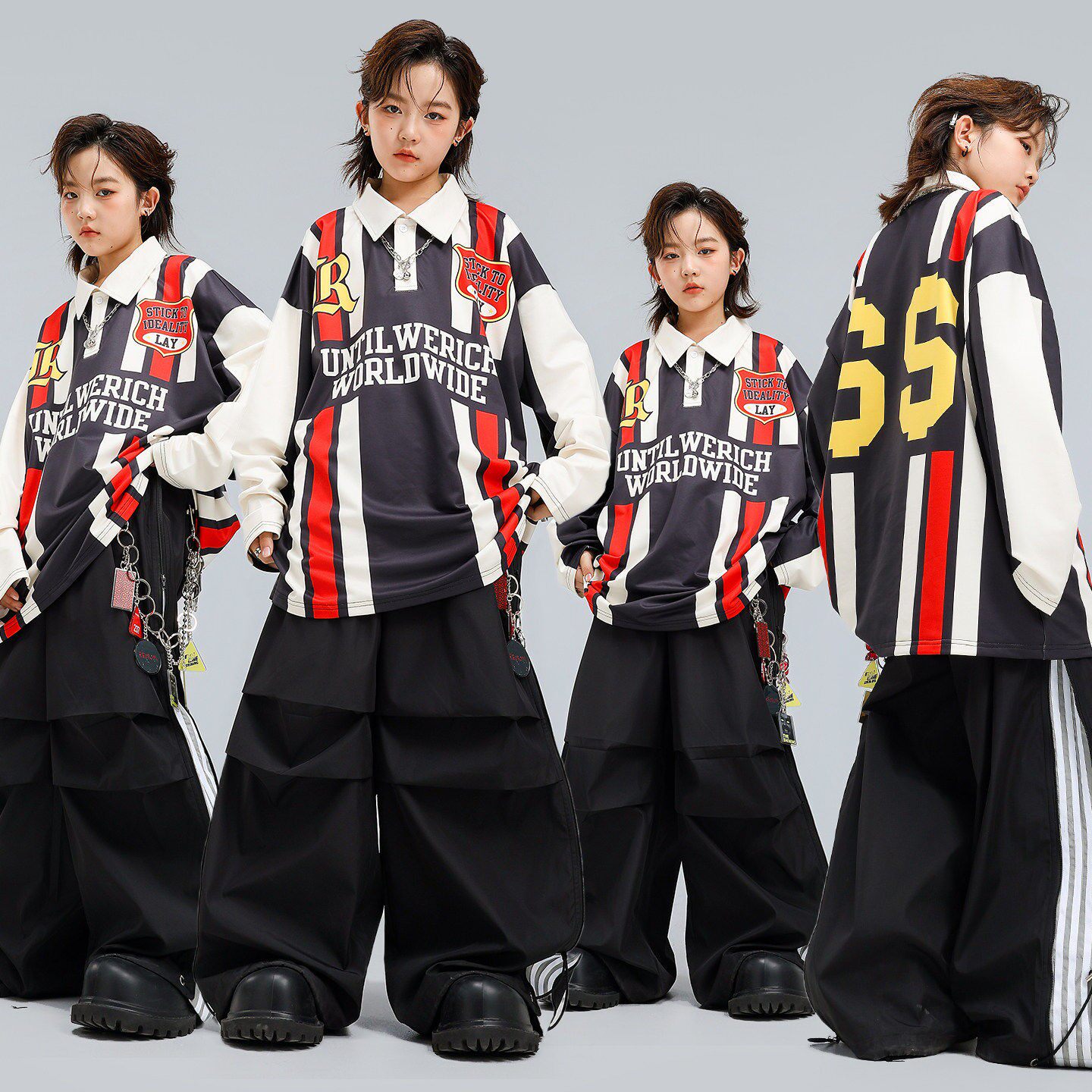 街舞儿童潮服男女童嘻哈春秋长袖卫衣运动长裤套装hiphop演出服装