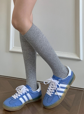 无骨压力袜子女显瘦美腿分段式纯色纯棉长袜小腿袜白色春秋季韩国