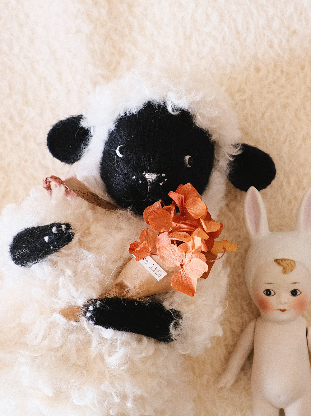 小黑脸儿/猫憩原创搞怪黑脸肖恩羊关节玩偶手工泰迪熊抱偶材料包