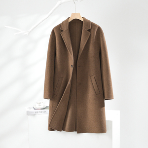 秋冬韩版双面羊绒大衣男反季中长款宽松西装落肩羊毛呢子风衣外套