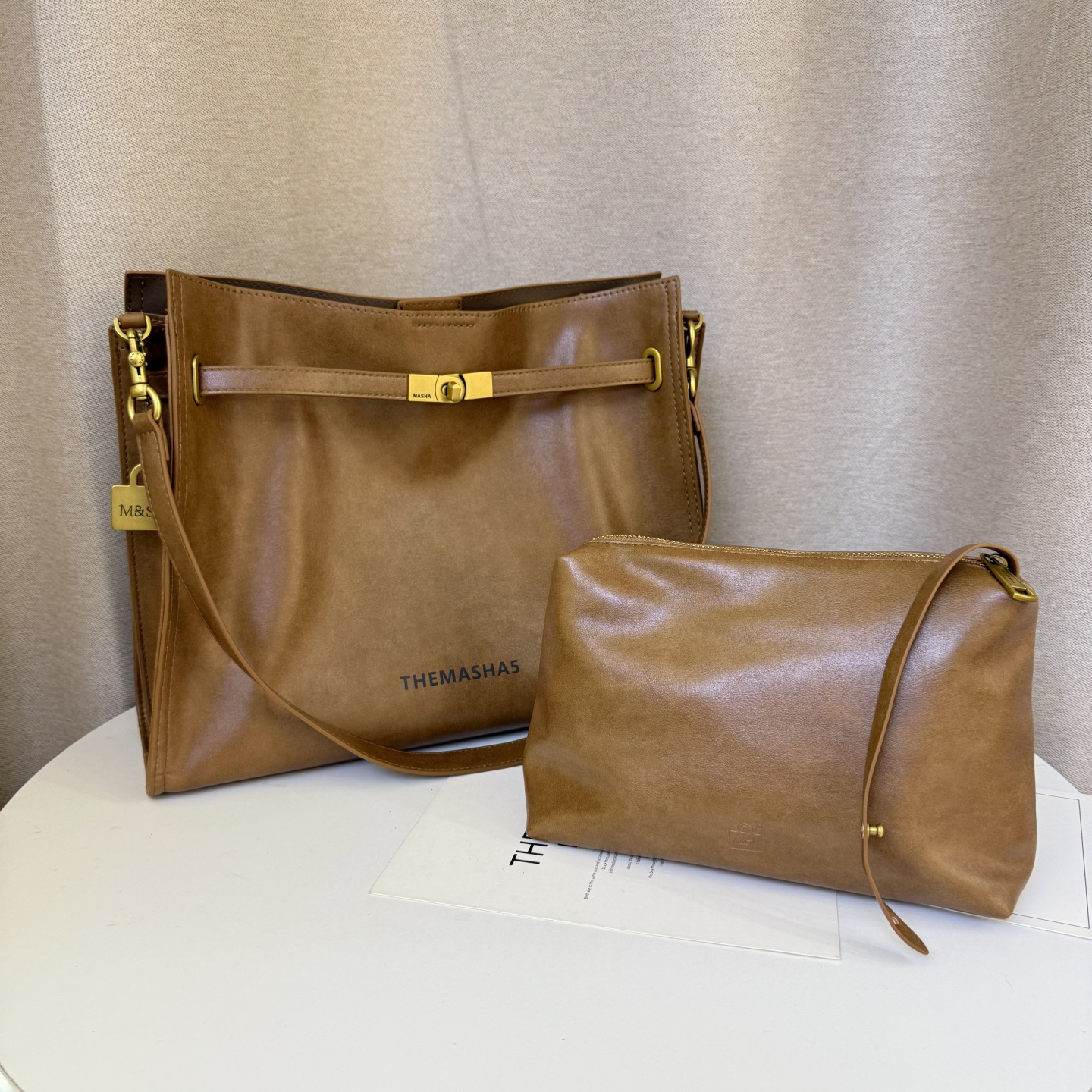 MSHA THE MASHA 5小众复古时尚高级感锁扣腋下包2025新款托特包女