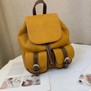 可彼娜韩系小众复古时尚撞色双肩包2026新款百搭轻奢背包单肩包女